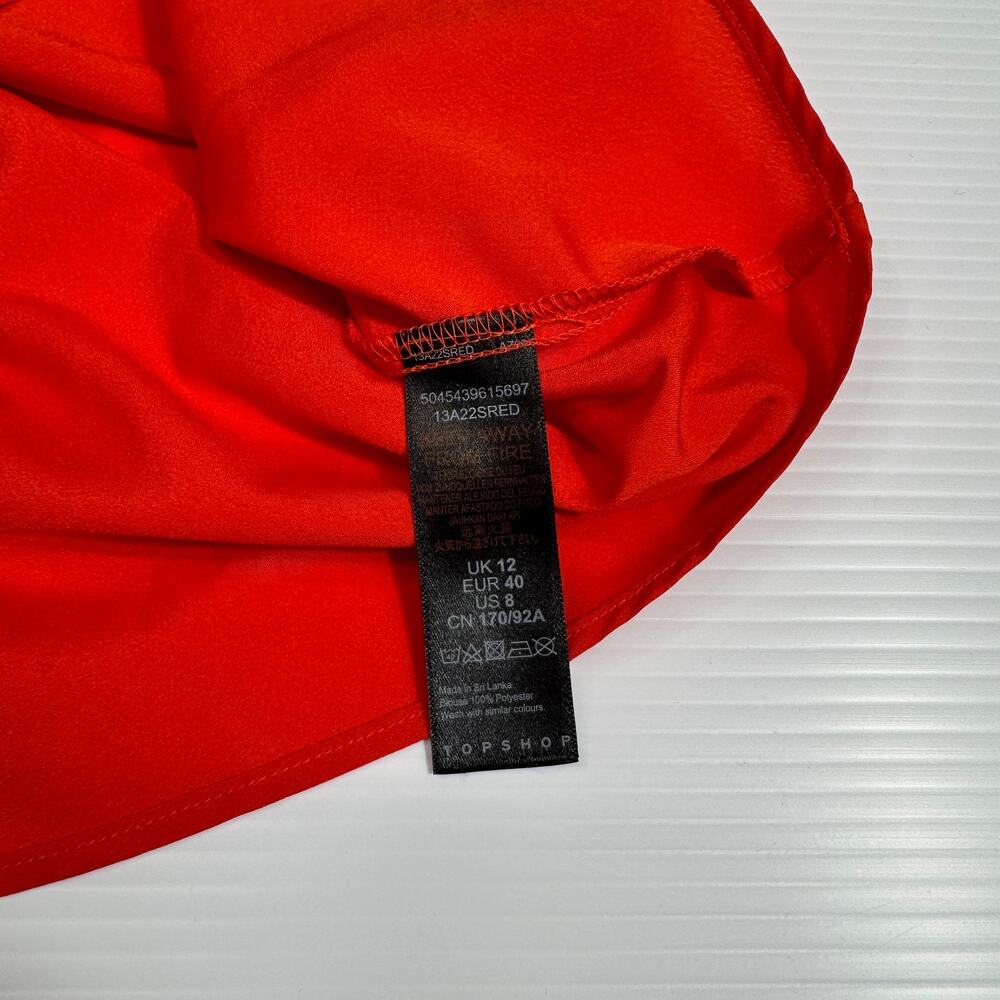 Cowl Neck Camisole Red Satin Slip Tank Women's 8 Y2K Summer Party Date Night - Picture 11 of 16
